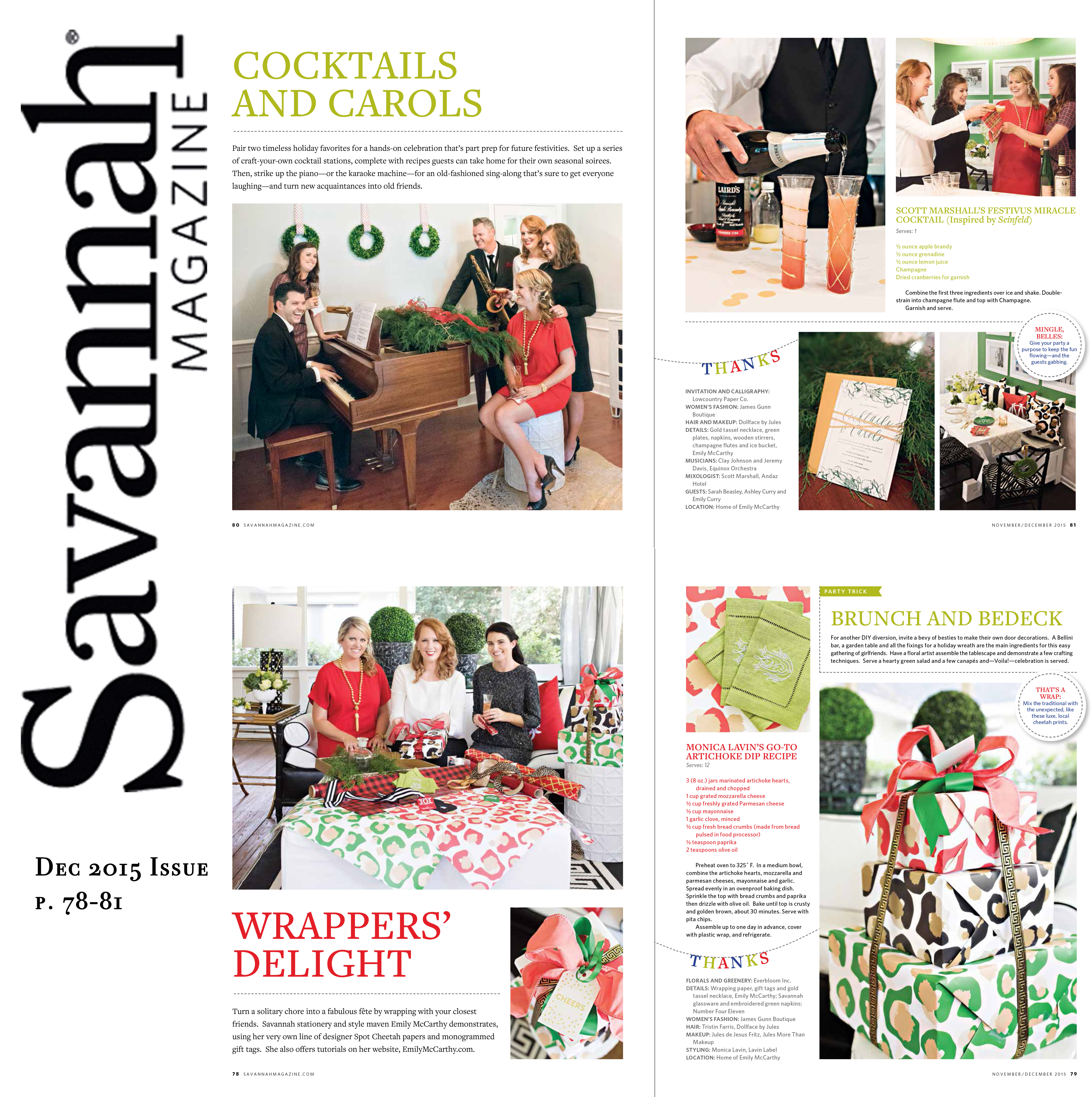 Savannah Magazine Dec 2015: Cocktails & Carols